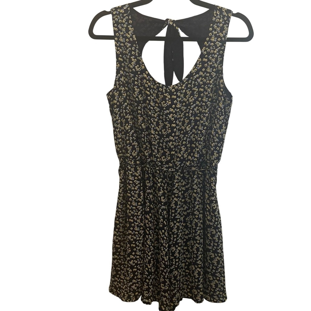 Forest Lily Navy Blue Floral Open Back Tie Romper Sleeveless Size 6 Cottage